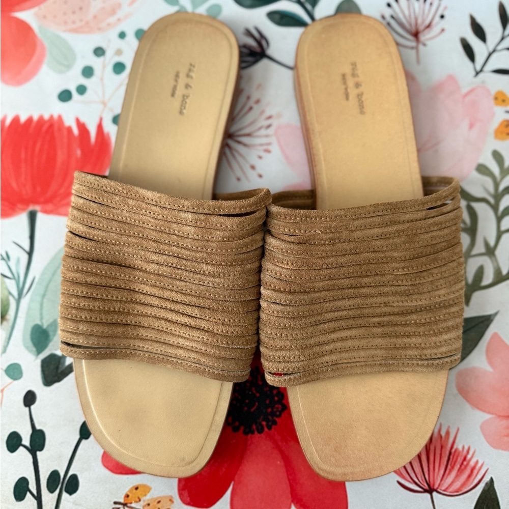 Rag & Bone Cameron Leather Camel Slide Sandals Boho Summer Festival 38.5